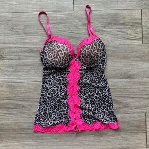 Vintage Native Intimates Pink Cheetah Print Lingerie Top